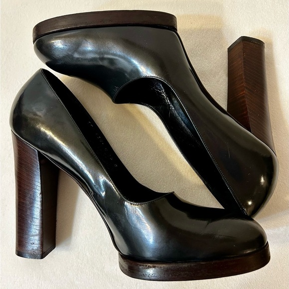 Gucci Beetle Calf Chunky Heel Vintage Tom Ford Dark Gray Size 10 - Picture 7 of 14